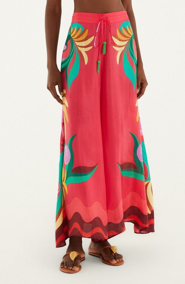 ファーム レディース ボトムスカート ワイドレッグ プリント パンツ レース FARM Rio Placed Print Wide Leg Drawstring Pants Banana Queen