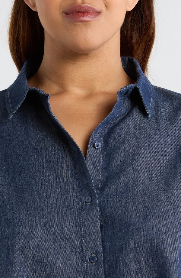 エイリーンフィッシャー レディース トップス シャツ デニム Eileen Fisher Button Front Denim Shirt Dark Indigo インディゴ