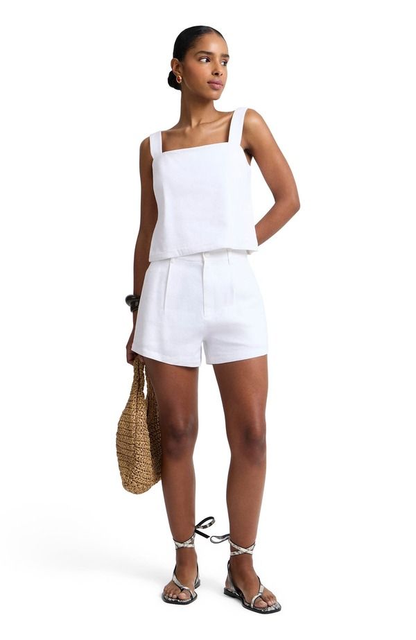 オニア レディース ボトムス ハーフパンツ・ショーツ リネン Onia Stretch Linen Short White ホワイト