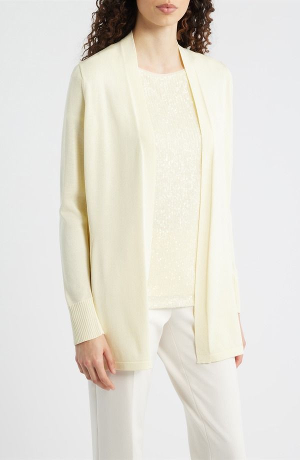 アンクライン レディース アウター パーカー・スウェット カーディガン Anne Klein Kissing Front Pocket Cardigan Whisper Yellow イエロー