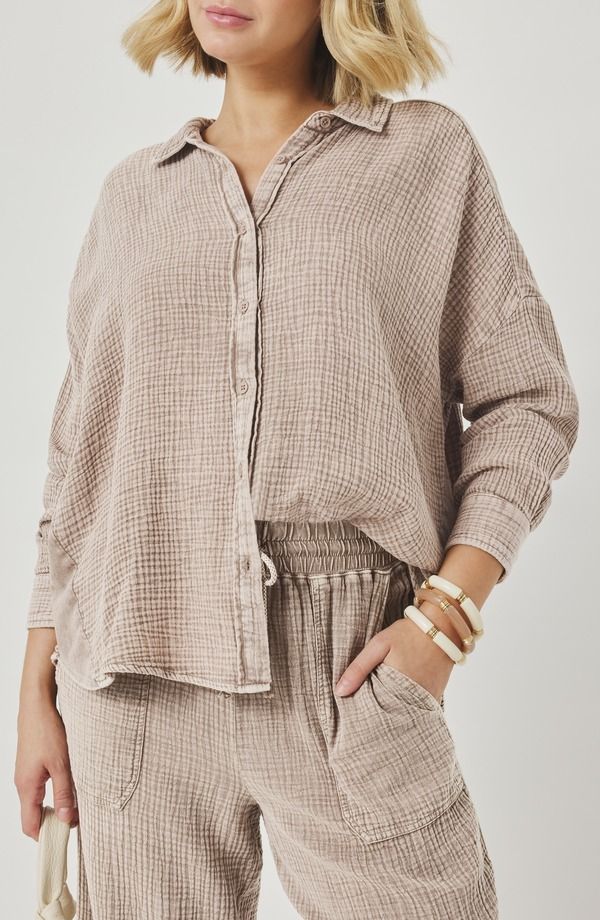 スプレンディット レディース トップス シャツ コットン Splendid Ava Cotton Gauze ButtonUp Shirt Light Wicker Brown ブラウン