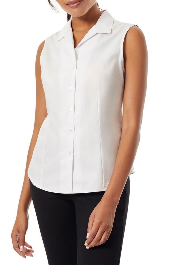 ジョーンズニューヨーク レディース トップス シャツ ノースリーブ コットン ブラウス Jones New York Sleeveless Cotton Blouse White ホワイト