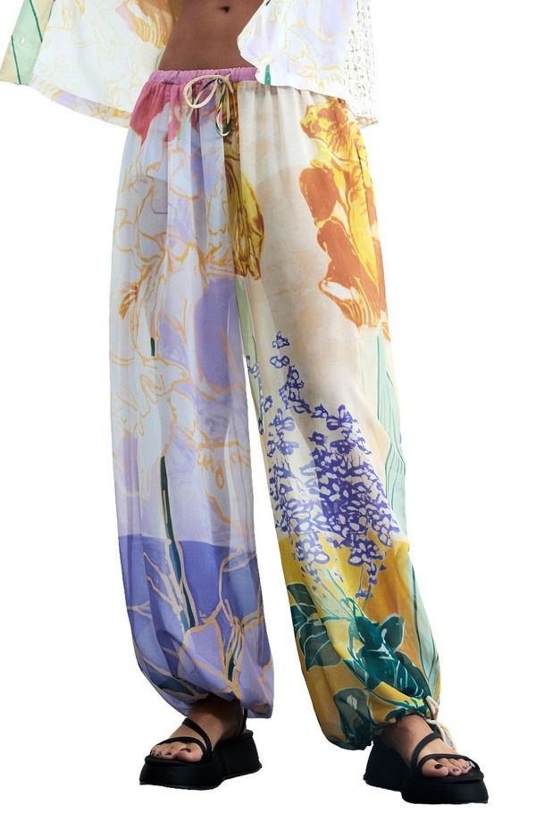 デジグアル レディース ボトムス レギンス フラワー柄 プリント パンツ フラワー Desigual Floral Print Balloon Pants Multi Yellow イエロー