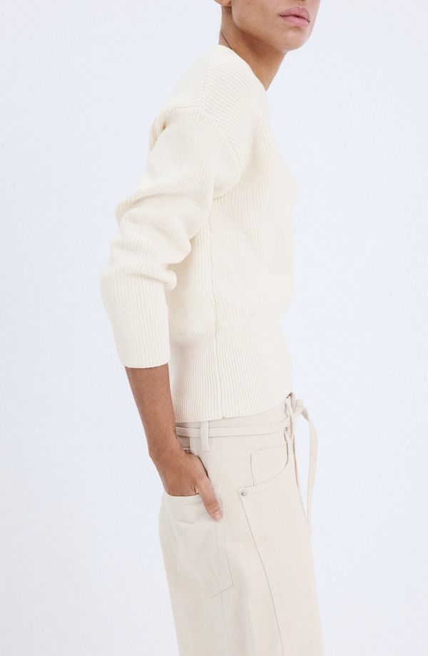 マンゴ レディース アウター パーカー・スウェット Vネック セーター MANGO VNeck Rib Sweater Ecru エクリュ