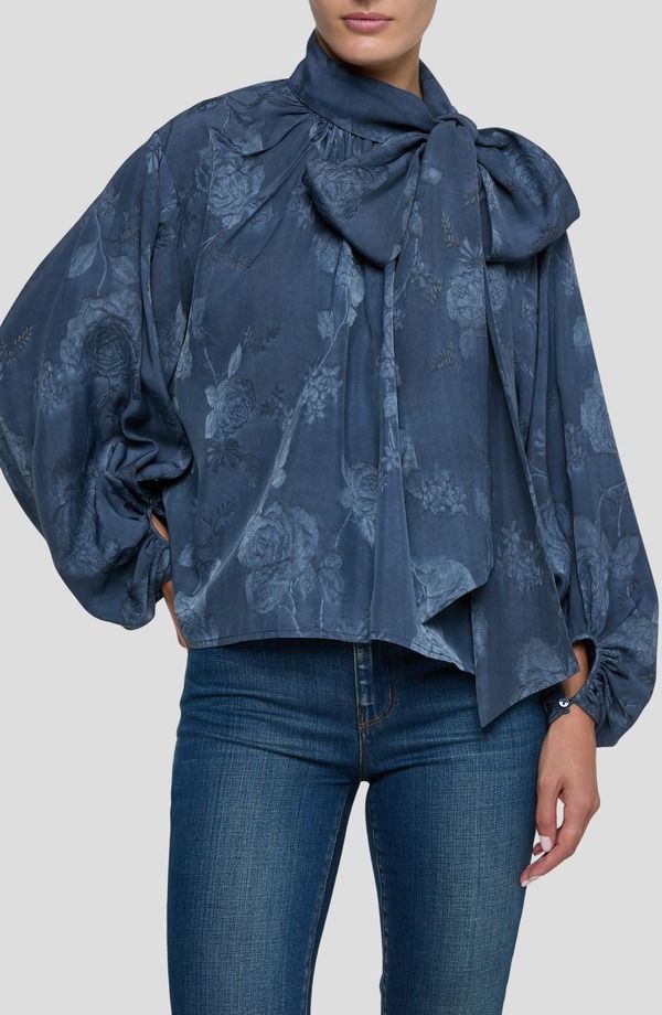 ラジャンス レディース トップス シャツ フラワー柄 プリント フラワー LAGENCE Rhett Floral Print Blouson Sleeve Shirt Vintage Indigo Floral インディゴ