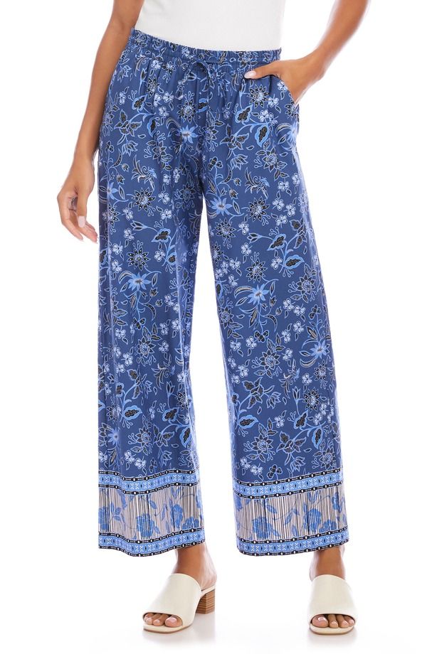 カレンケーン レディース ボトムス レギンス パンツ コットン Karen Kane Crop Cotton Drawstring Pants Blue ブルー