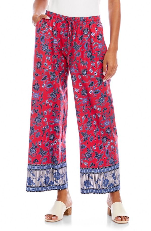 カレンケーン レディース ボトムス レギンス パンツ コットン Karen Kane Crop Cotton Drawstring Pants Red レッド