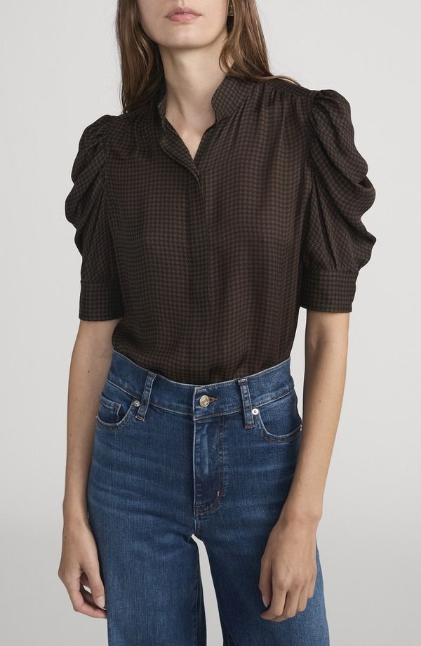 フレーム レディース トップス シャツ シルク FRAME The Houndstooth Gillian Silk ButtonUp Shirt Americano Multi マルチカラー