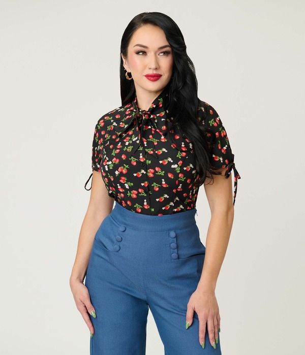 ユニークビンテージ レディース トップス シャツ ブラウス Unique Vintage Chita Blouse Black Berry Print ブラック 17,140円