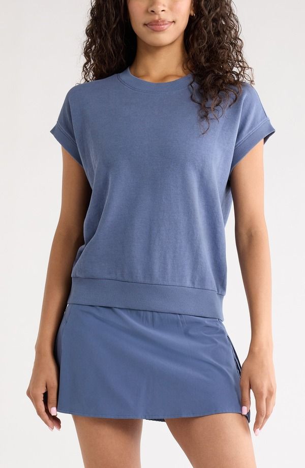 ゼラ レディース アウター パーカー・スウェット パイル シャツ コットン Zella Go Easy Terry Cotton Blend Sweatshirt Blue Vintage ブルー