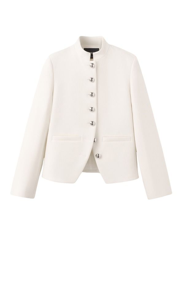 マンゴ レディース アウター ジャケット・ブルゾン MANGO Mandarin Collar Jacket Off White オフホワイト