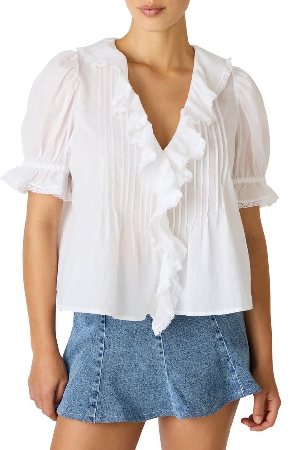 スティーブ マデン レディース トップス シャツ フリル Steve Madden Lyric Ruffle Top Antique