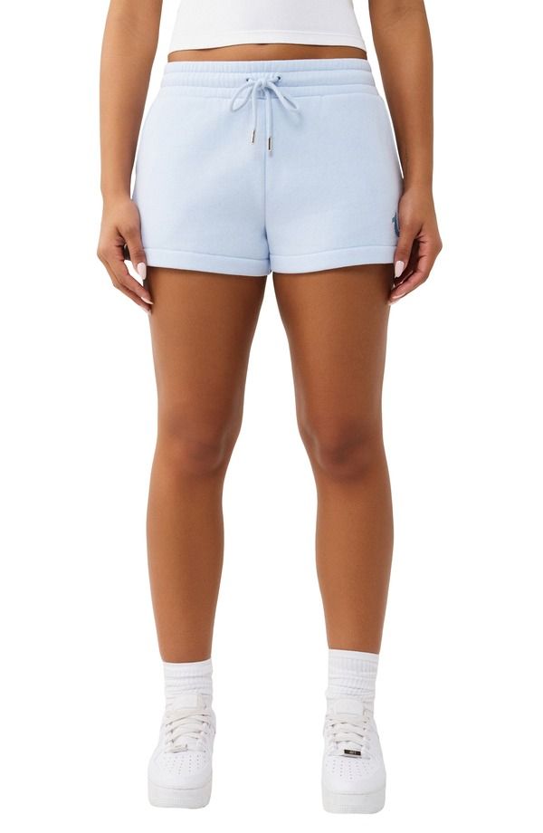 トゥルーレリジョン レディース ボトムス ハーフパンツ・ショーツ ショートパンツ 刺繍 True Religion Embroidered Crystal Embellished Lounge Shorts Cashmere Blue ブルー