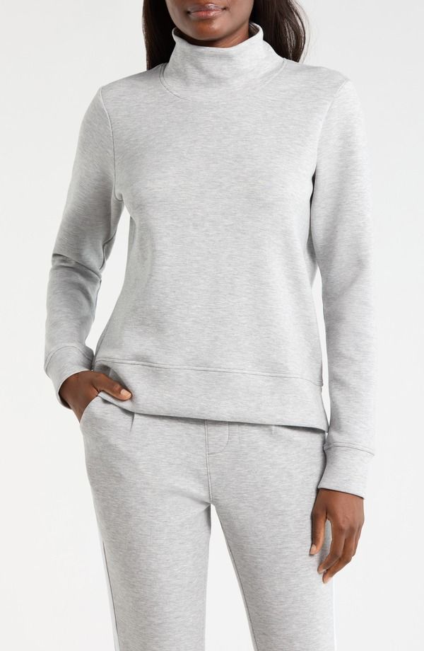 エムピージー レディース アウター パーカー・スウェット モックネック ポリエステル シャツ MPG Dreamweave Recycled Polyester Blend Mock Neck Sweatshirt Heather Concrete ヘザー 23,532円