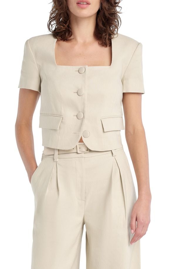 フェイバリット ドーター レディース アウター ジャケット・ブルゾン リネン Favorite Daughter The Mayfair Linen Blend Top Light Khaki カーキ