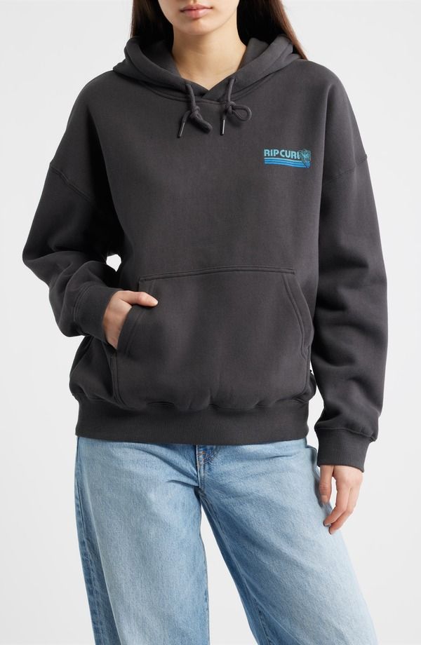 リップカール レディース アウター パーカー・スウェット Rip Curl Ocean Break Heritage Hoodie Washed Black ブラック