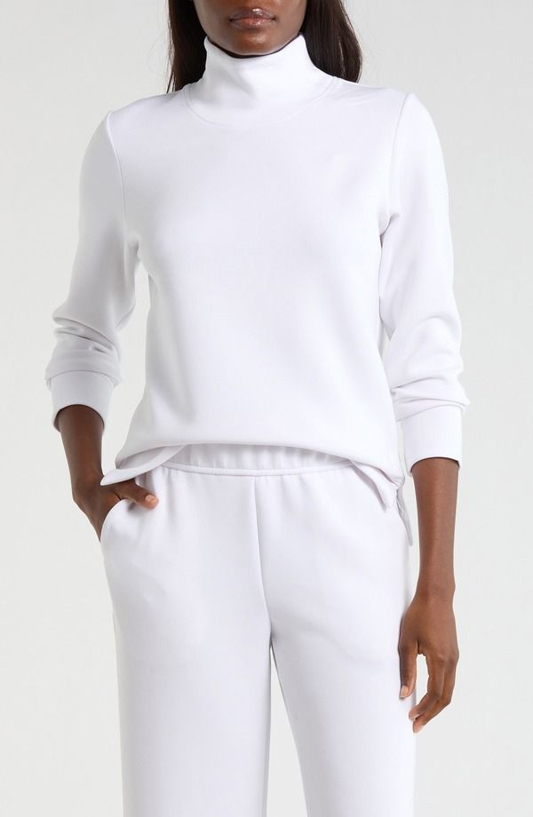エムピージー レディース アウター パーカー・スウェット モックネック ポリエステル シャツ MPG Dreamweave Recycled Polyester Blend Mock Neck Sweatshirt Brilliant White ホワイト