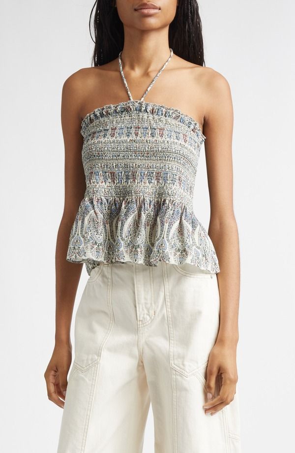 ヴェロニカ ベアード レディース トップス シャツ ホルター Veronica Beardamsey Paisley Smock Halter Top Ecru Multi エクリュ