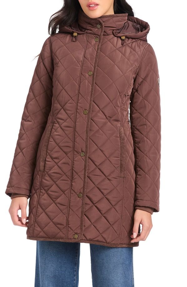 ヴィンスカムート レディース アウター ジャケット・ブルゾン キルティング コート Vince Camuto Wateresistant Quilted Coat with Removable Hood French Roast