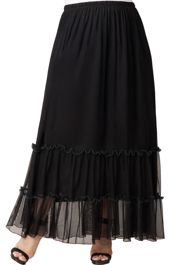 キヨナ レディース ボトムスカート ティアード メッシュ Kiyonna Isla Tiered Mesh Skirt Black Noir ブラック