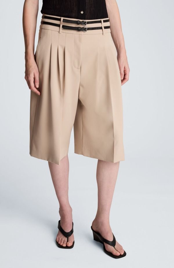 ケネスコール レディース ボトムス ハーフパンツ・ショーツ プリーツ ショートパンツ Kenneth Cole Belted Pleated Bermuda Shorts Timeless Taupe トープ