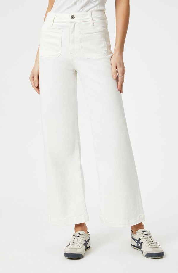 マーヴィ ジーンズ レディース ボトムス デニムパンツ ワイドレッグ アンクル Mavi Jeans Palomarine Patch Pocket Ankle Wide Leg Jeans White Flex Blue ホワイト