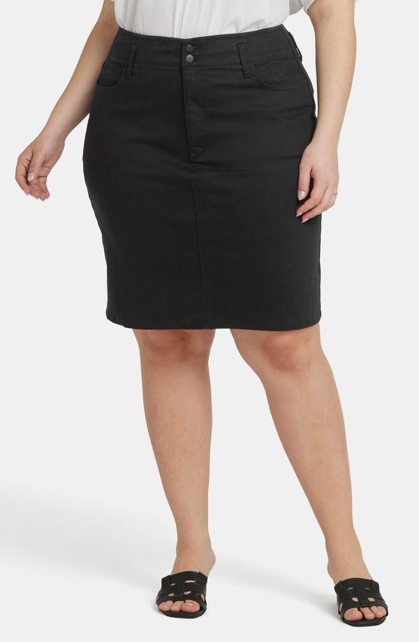 エヌワイディージェイ レディース ボトムス デニムパンツ スカート NYDJ Hollywood Pencil Denim Skirt Black ブラック