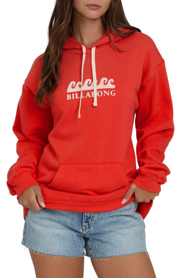 ビラボン レディース アウター パーカー・スウェット フリース グラフィック Billabong Surfing in Town Fleece Graphic Hoodie Fiesta Red レッド