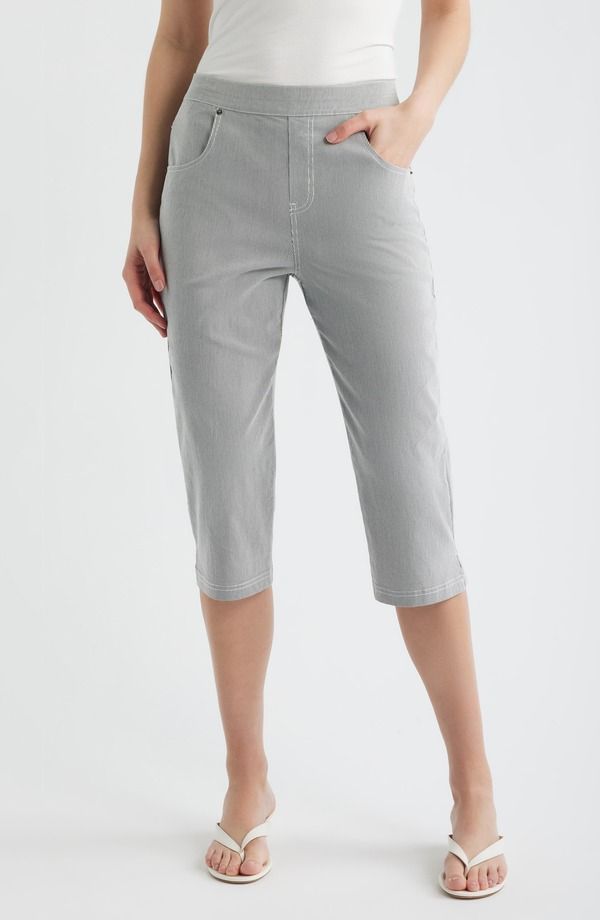 ヒュー レディース ボトムス レギンス パンツ キャップ Hue Spring Stripetal Pusher Capri Pants Black ブラック