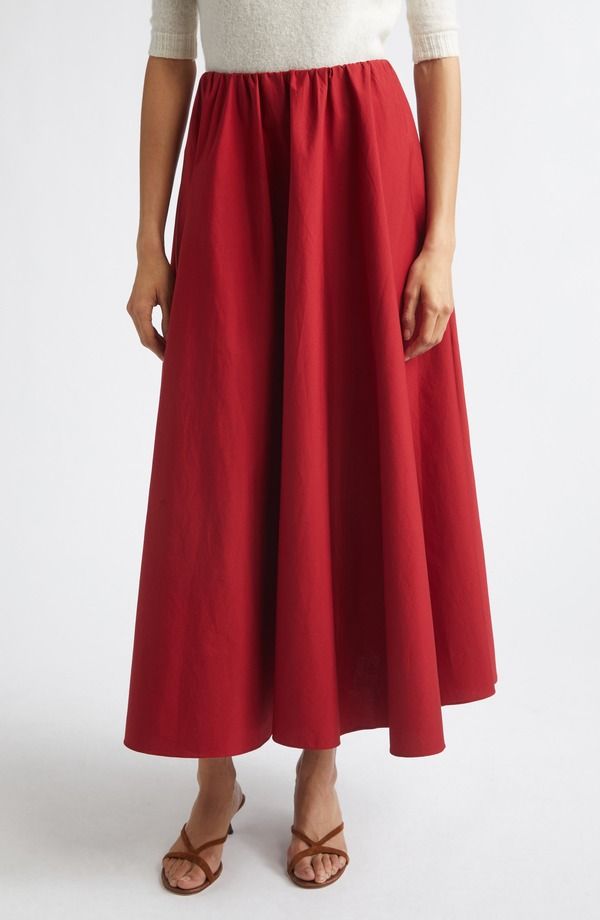 スタウド レディース ボトムスカート コットン STAUD Milano Stretch Cotton Skirt Rouge
