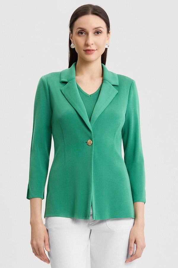 ミンウォン レディース アウター ジャケット・ブルゾン ニット Ming Wang Tailored SingleButton Knit Jacket Kelly Green グリーン
