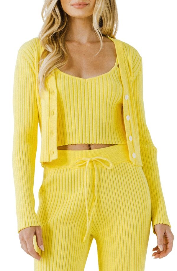 エンドレスローズ レディース アウター パーカー・スウェット リブ カーディガン Endless Rose Ribbed Crop Cardigan Lime ライム