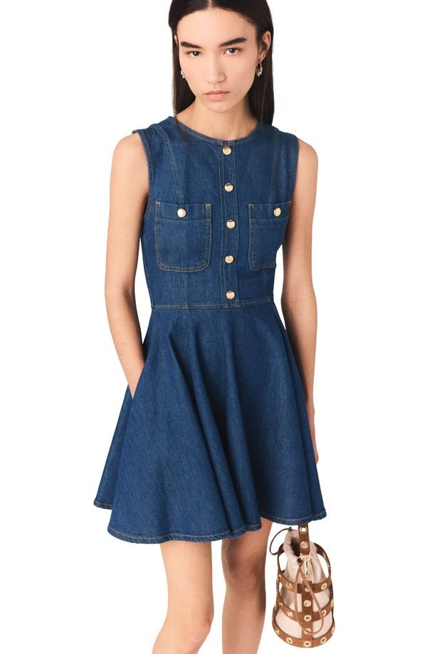 マージュ レディース ボトムス デニムパンツ maje Short flaredenim dress Navy ネイビー 67,540円