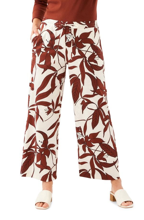 カレンケーン レディース ボトムス レギンス ワイドレッグ フラワー柄 プリント パンツ コットン フラワー Karen Kane Floral Print Stretch Cotton Drawstring Wide Leg Pants Print