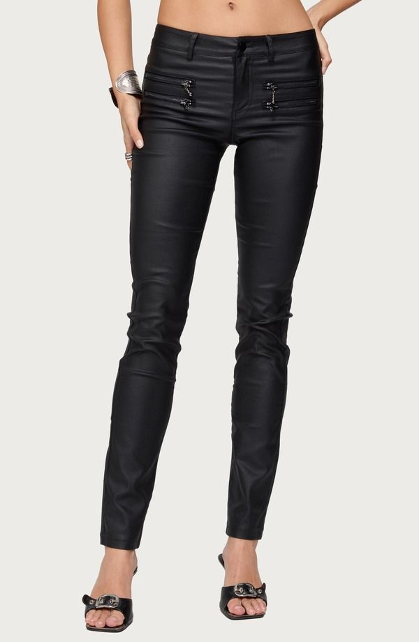 アディクテッド レディース ボトムス レギンス パンツ レザー フェイクレザー EDIKTED Kaede Faux Leather Skinny Pants Black ブラック