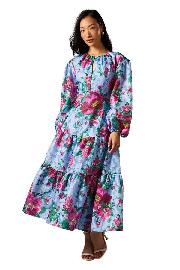 コースト レディース トップス ワンピース プリント Coast Printed Jacquard Volume Dress Blue ブルー
