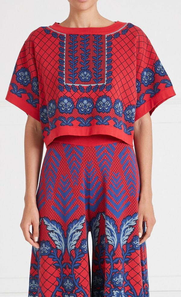 テンパリーロンドン レディース アウター パーカー・スウェット ニット Temperley London Francis Grid Knitop Crimson クリムゾン