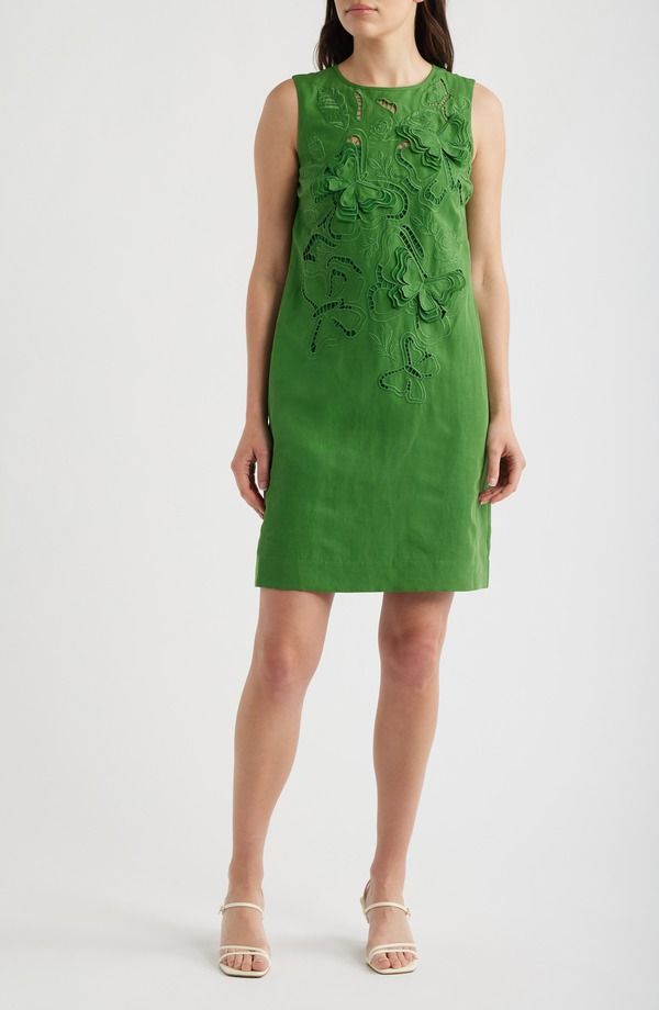 エリータハリ レディース トップス ワンピース ノースリーブ 刺繍 Elie Tahari The Isabella Embroidered Sleeveless Dress Paradise Green グリーン 69,190円