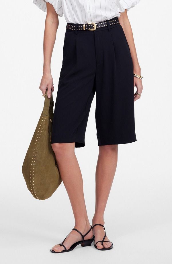メイドウェル レディース ボトムス ハーフパンツ・ショーツ クレープ ショートパンツ Madewell Slouchy Crepe Shorts Jet Black ブラック