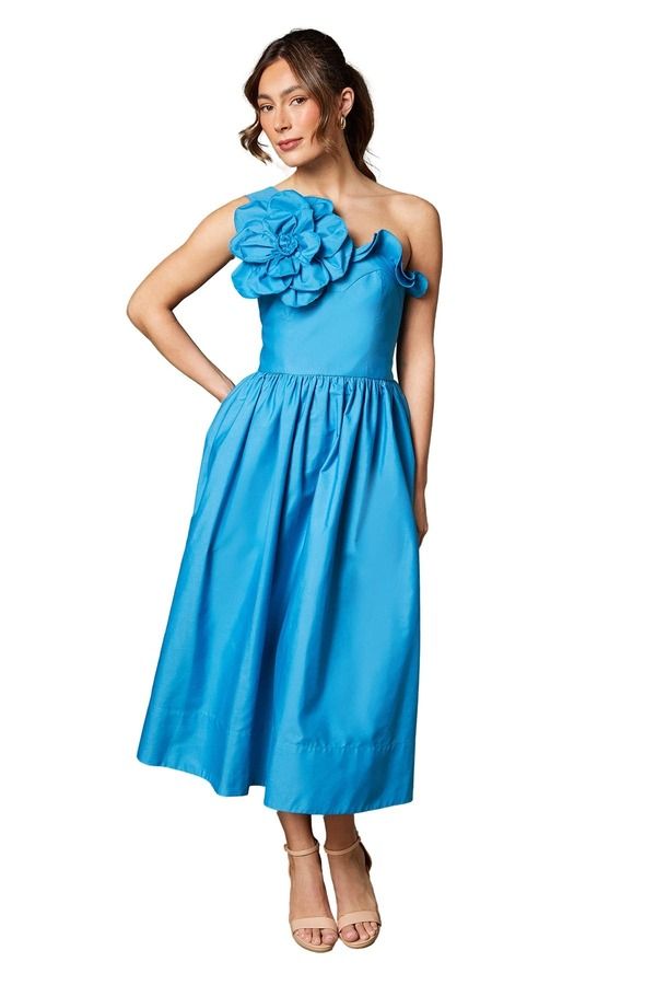 コースト レディース トップス ワンピース ミディ Coast One Shoulder Corsage Midi Dress Blue ブルー