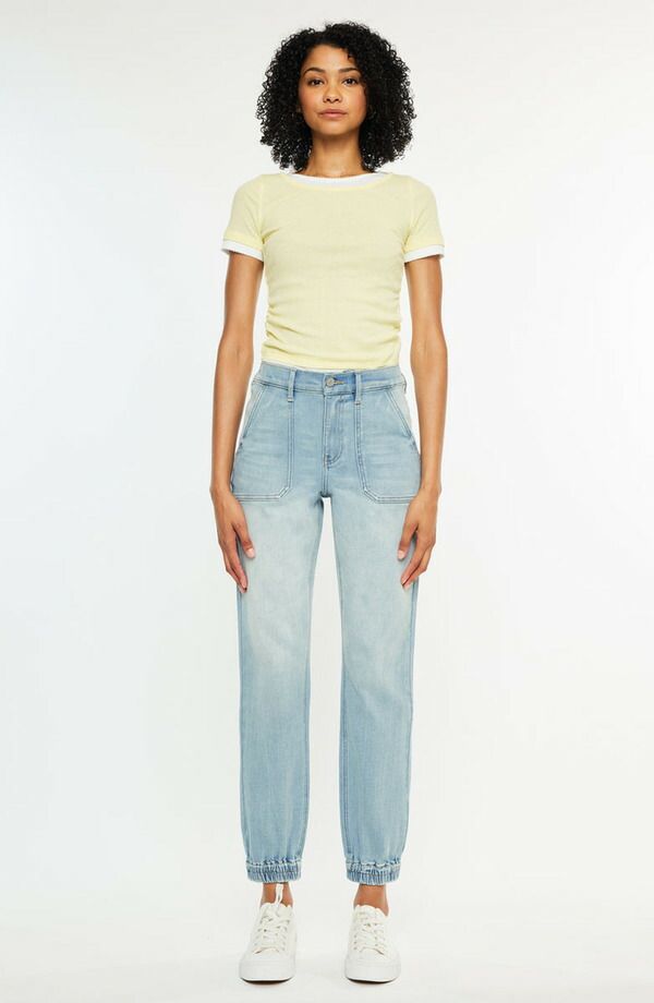 カンクン レディース ボトムス レギンス KanCan Chelly High Rise Light Wash Jogger Light Wash