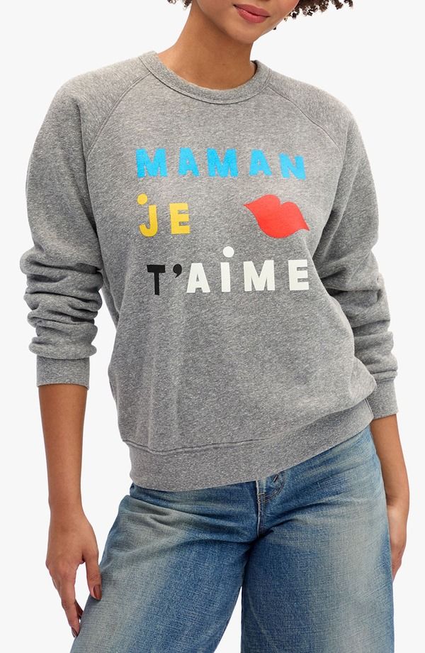 クレアブイ レディース アウター パーカー・スウェット シャツ コットン フリース グラフィック Clare V x Every Mother Counts Cotton Fleece Graphic Sweatshirt Grey Maman Je Taim