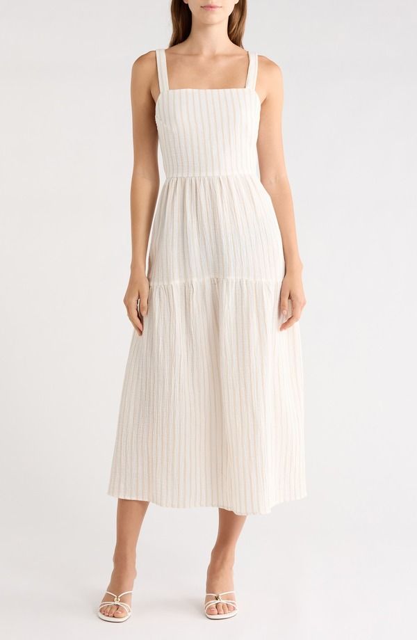 フェイバリット ドーター レディース トップス ワンピース コットン Favorite Daughter The GoTo Cotton Dress Light Khaki Stripe カーキ