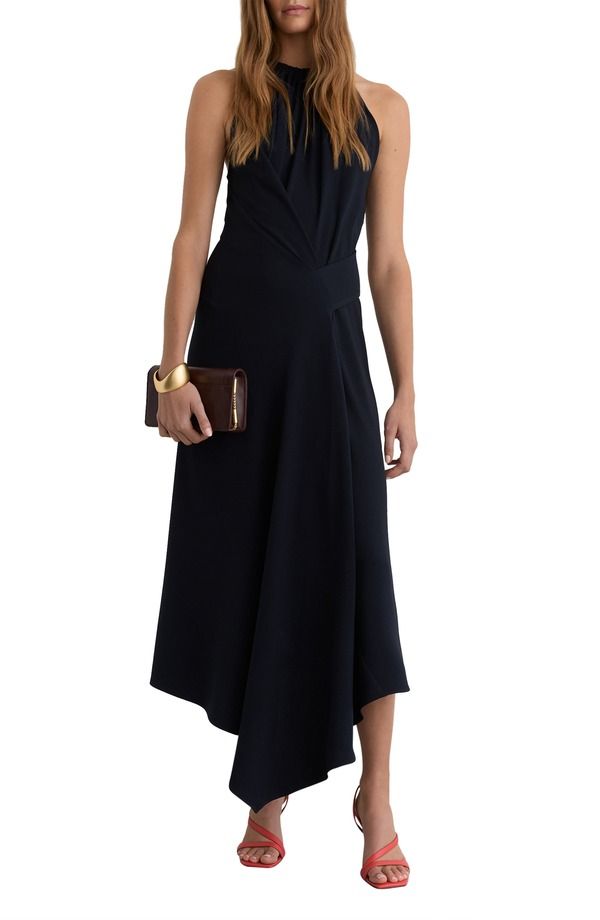 レイス レディース トップス ワンピース アシンメトリー ノースリーブ マキシ Reiss Maeve Asymmetric Sleeveless Maxi Dress Navy ネイビー