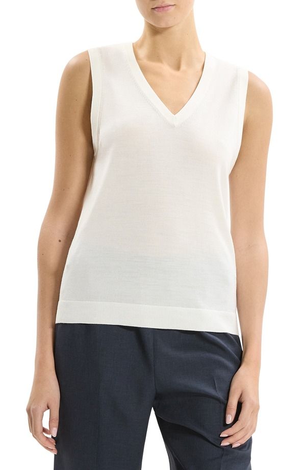 セオリー レディース アウター パーカー・スウェット スリムフィット Vネック ウール Theory VNeck Slim Fit Wool Tank New Ivory Cx1 アイボリー 36,920円