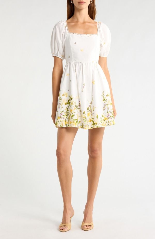 シュガーリップス レディース トップス ワンピース フラワー柄 プリント フラワー SUGARLIPS Raina Floral Print Puff Sleeve Flare Dress IvoryMulti アイボリー