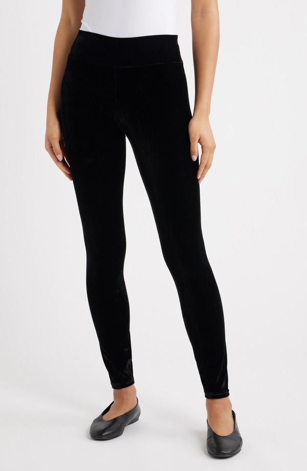 ヒュー レディース ボトムス カジュアルパンツ ハイウエスト ベルベット レギンス Hue High Waist Velvet Leggings Black ブラック