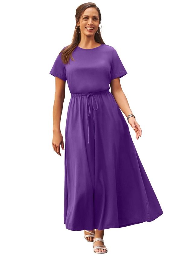 ジェシカロンドン レディース ボトムス カジュアルパンツ マキシワンピース マキシ Jessica London Drawstring Maxi Dress Purple Orchid パープル
