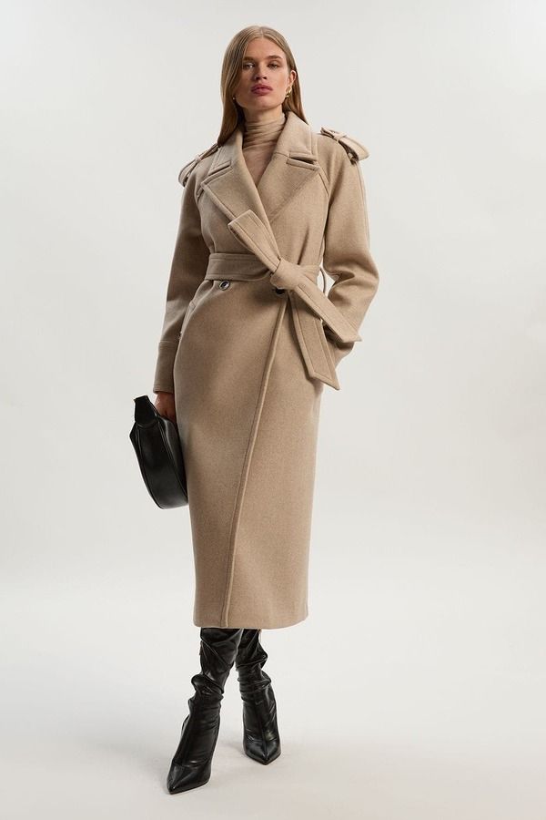 カレンミレン レディース アウター ジャケット・ブルゾン ミディ ウール コート Karen Millen Wool Tailored Belted Midi Coatmeal オートミール 97,790円
