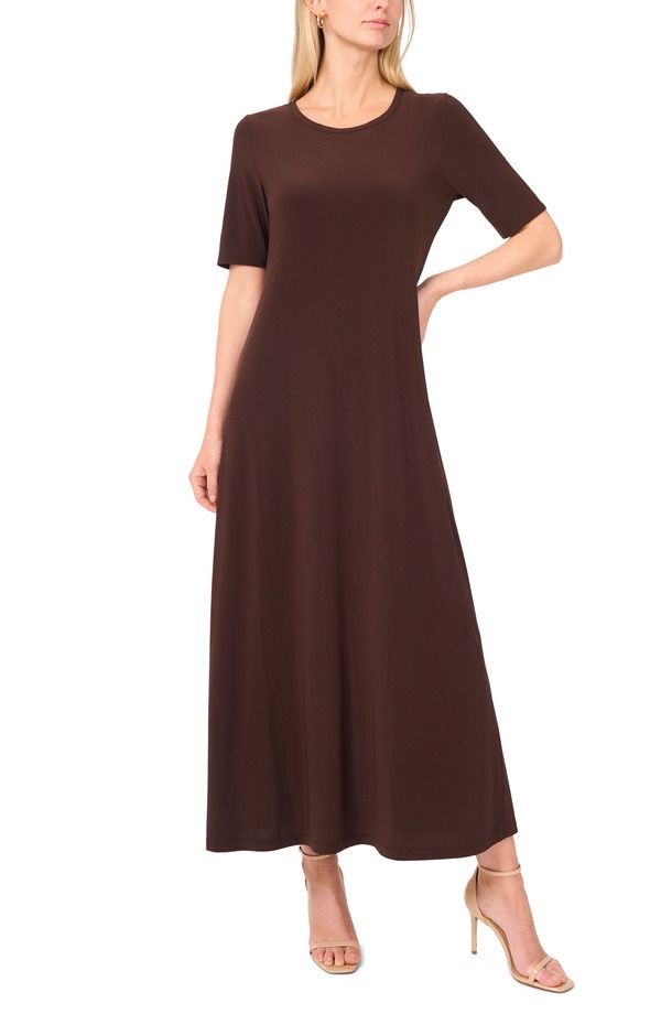 ヴィンスカムート レディース トップス ワンピース マキシ Vince Camuto Short Sleeve Maxi Dress Chocolate チョコレート